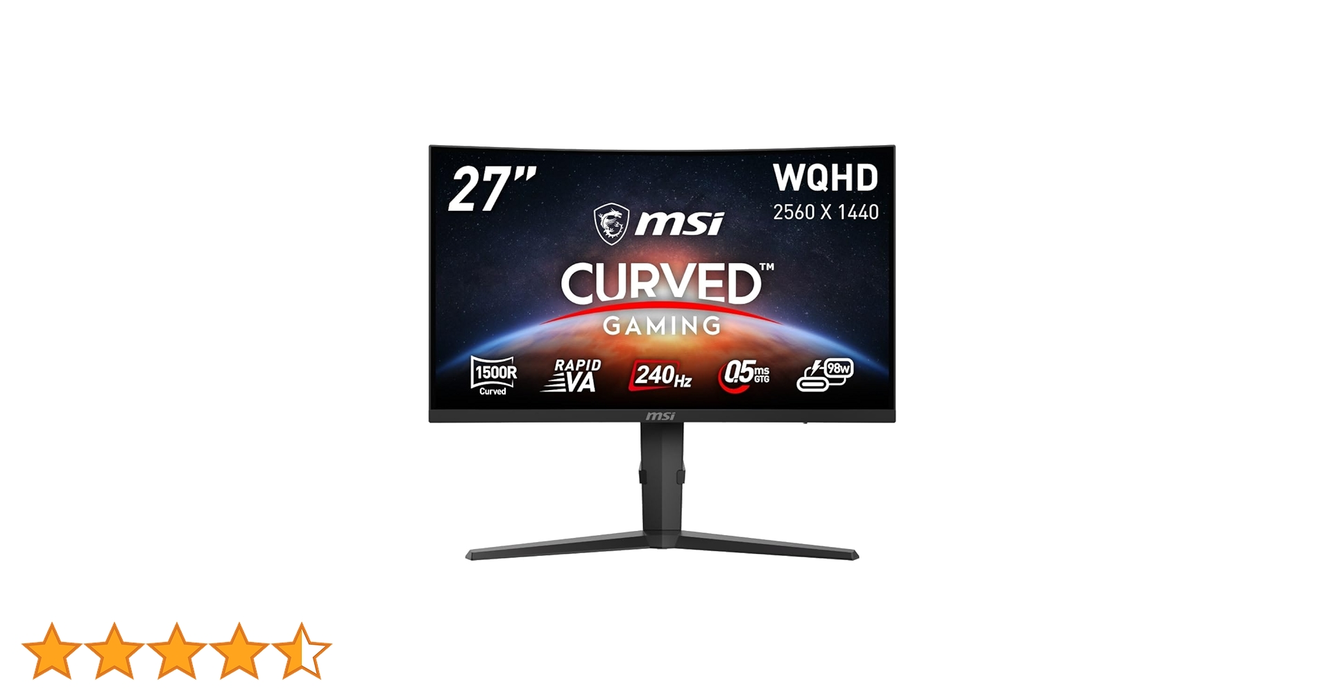 美品　箱付き　MSI WQHD 27インチモニター MSI エムエスアイ MAG 275CQRXF 27インチ WQHD(QHD) 2560x1440